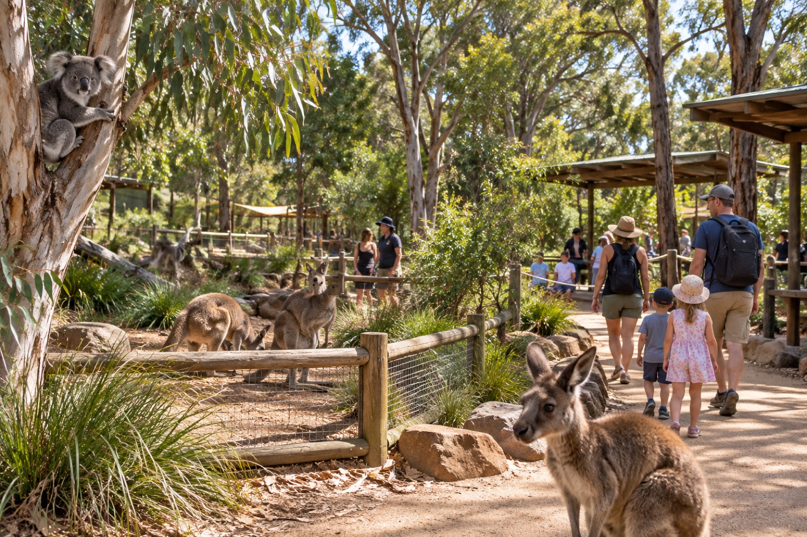 Native bushland enclosures at Featherdale Sydney Wildlife Park
